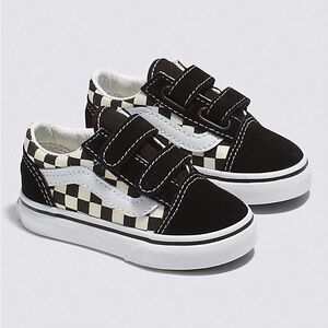 VANS 8 TODDLER - Primary Check Old Skool V Shoe - Black/White
